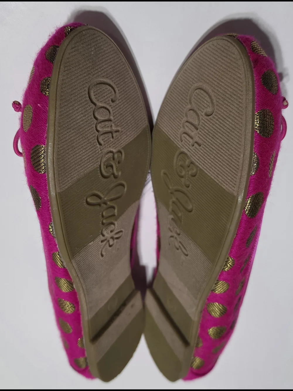 Cat & Jack Pink Ballet Flats with Gold Polka Dots
